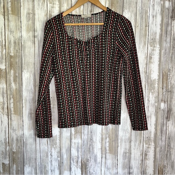 Loft Black Floral Sweetheart Neck Blouse - Picture 1 of 5